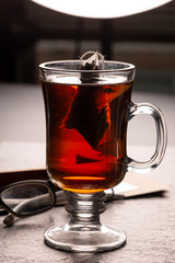 cup of tea in glass