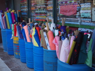 Fabric displayed on Sidewalk