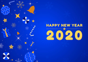 Modern happy new year art design color trend blue style celebrate festival