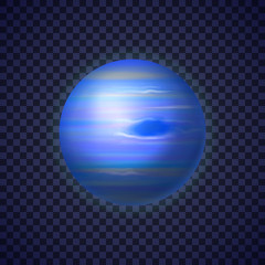 Ice giant Neptune planet on transparent background. Eighth planet of solar system. Galaxy discovery and exploration. Realistic cosmic vector illustration for design school education materials.