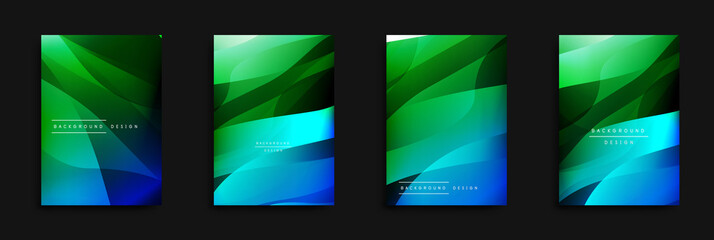 Fototapeta premium Wave covers set with fluid gradients. Dynamic trendy abstract background with flowing wavy lines. Vector Illustration