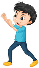 Boy in blue shirt on isolated background