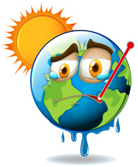 Global warming with melting earth