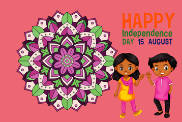 Happy independence day poster design with happy kids