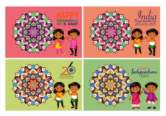 Public holiday poster design with happy kids