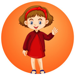 Cute girl on round background