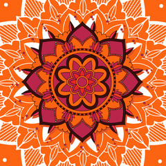 Mandala patterns on orange background