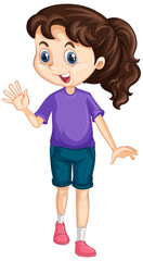 Girl in purple shirt on isolated background