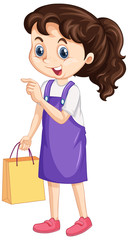 Girl with shopping bag on isolated background