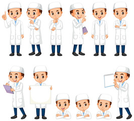 Muslim boy in science gown in different poses