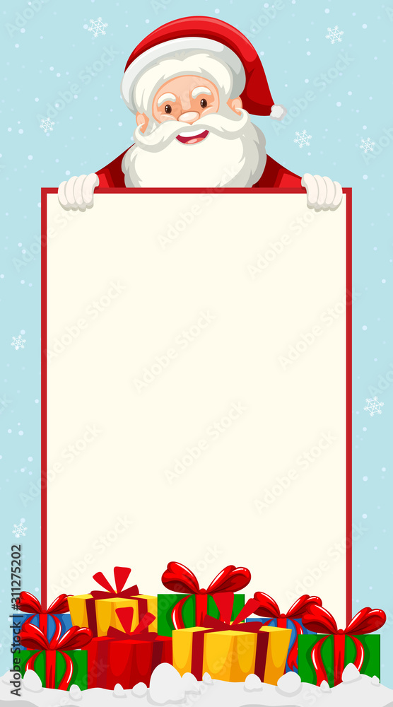 Sticker Frame design with Santa and presents