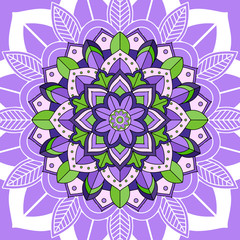 Mandala patterns on purple background