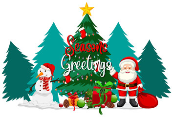 Christmas theme with Santa and snowman