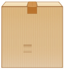 Brown box with tape on white background