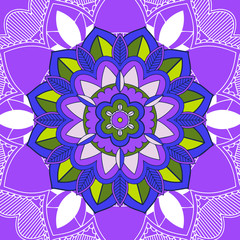 Mandala patterns on purple background