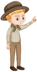 Boy in scout uniform on isolated background
