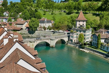 Fototapeta na wymiar Bridge across the Aare river at Berne in Switzerland