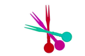 plastic food skewer isolated on white background.