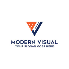 MV letter logo, Modern visual logo template