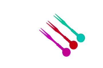 plastic food skewer isolated on white background.