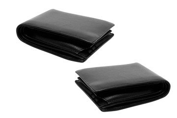 Black Wallet  isolated on white  background with clipping path for design elements