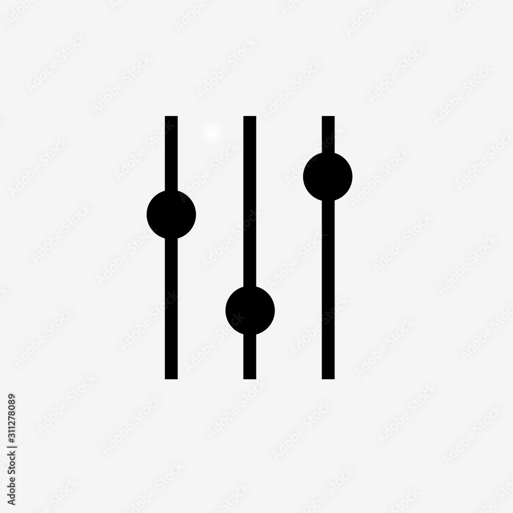 Poster UI Slider, Adjustment Music. Flat Vector Icon illustration. Simple black symbol on white background. UI Slider, Adjustment Music sign design template for web and mobile UI element