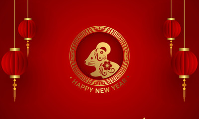 chinese new year background with red and gold color. Can be used for sale banner, wallpaper, brochure, landing page.