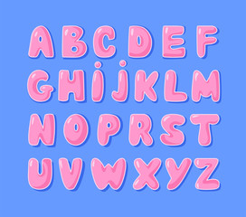 Funny Handwritten Alphabet in Bubble Gum Pink Font