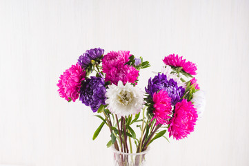 bouquet of chrysanthemums on white background. still life of colorful autumn flowers