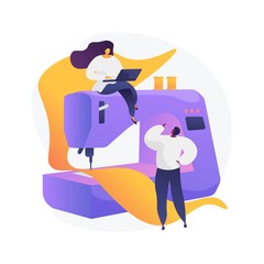 Professional sewing classes. Vocational education, clothes manufacturing, seamstress training. Handmade clothing production. Dressmaking courses. Vector isolated concept metaphor illustration