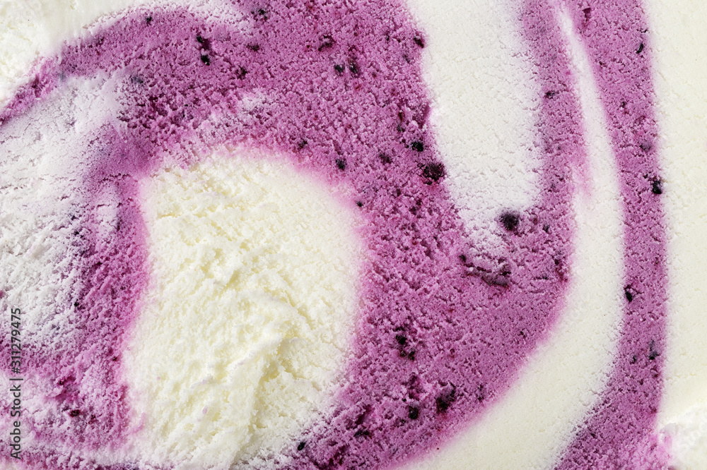 Wall mural vanilla and blueberry ice-cream texture or background