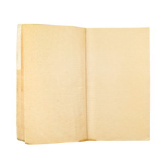 Empty blank yellow aged book isolated on white