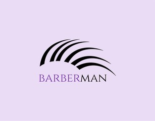 Unique and Simple Barber Shop Logo with Modern Concept. Design with Abstract Image of Hair in Flat Style Isolated on Light Purple Background. Suitable for Salon Business Sign. Vector Illustration