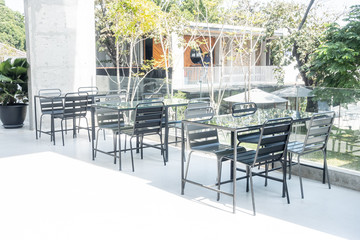 empty deck and chair in cafe restaurant