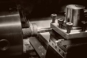 Metal lathe at work