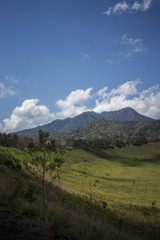 Fototapeta na wymiar Bondowoso, East Java / Indonesia Savana Wurung Crater (Kawah Wurung) during the dry season, located in Curah Macan village, Bondowoso.