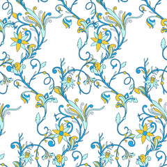 Seamless pattern nature vintage style.Floral classic ornament.Design for home decor, fabric, carpet, wrapping