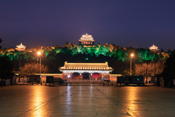 Night view of Jingshan Park, Beijing, China