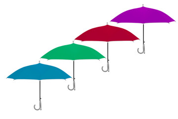 Beautiful colorful umbrellas isolated on white background