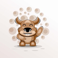 cute bull mascot cartoon design vector