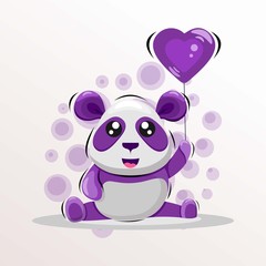 cute panda mascot cartoon design vector with love balloon