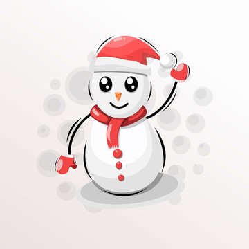 cute snowman mascot cartoon design vector