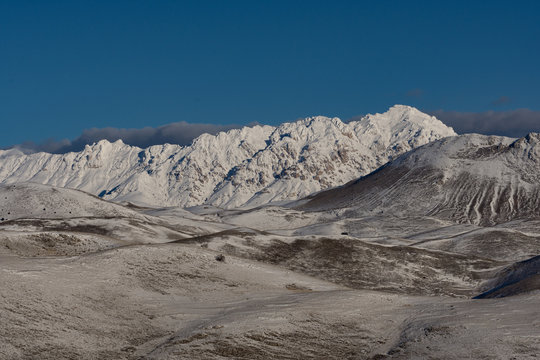 Winter view of the snowy mountains of the Gran Sasso