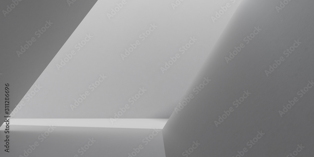 Poster abstract of concrete interior space with sun light cast the shadow on the wall and floor,geometric s