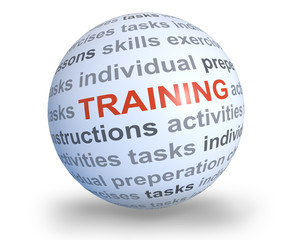 training words text sphere isolated - 3d rendering