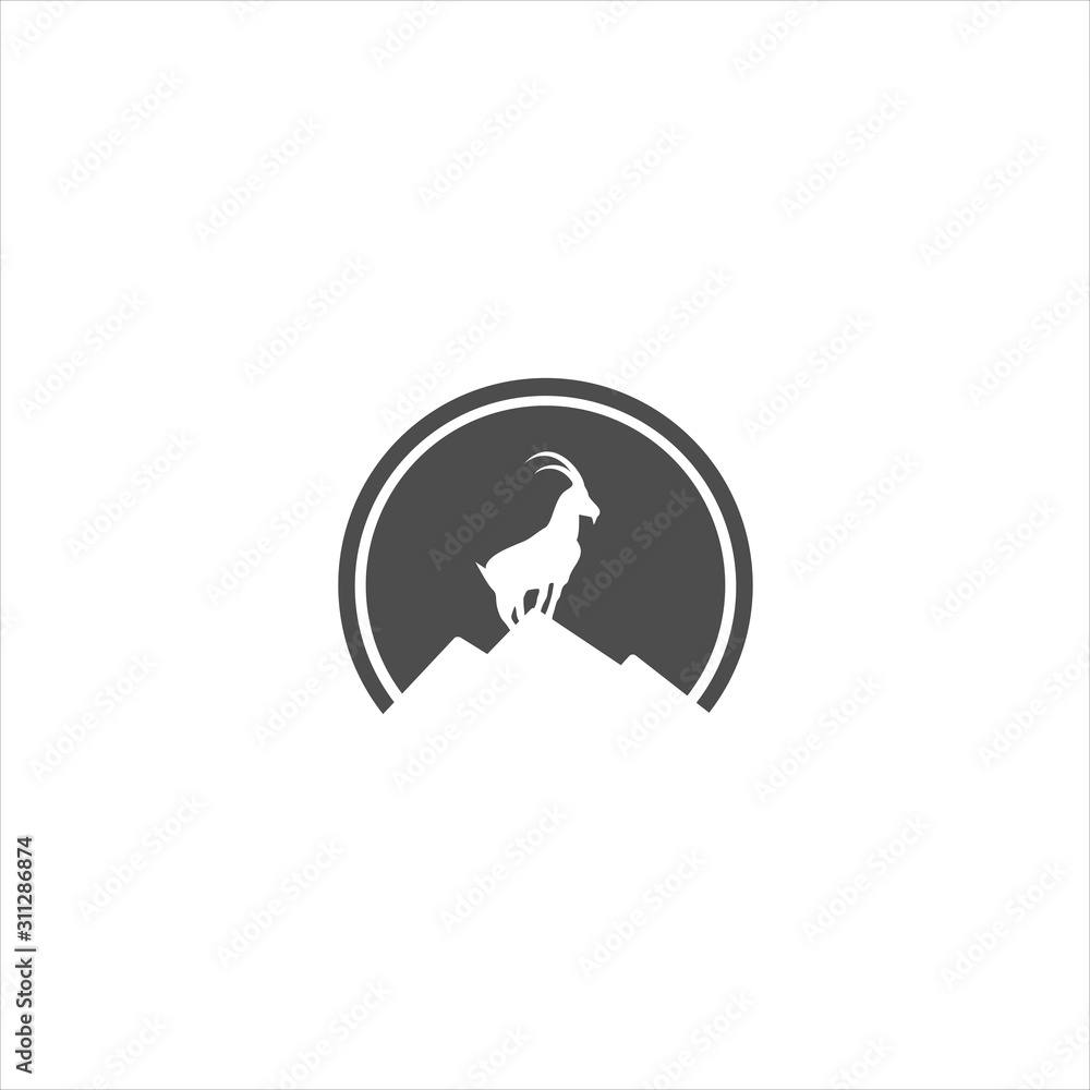 Canvas Prints vector with a unique, simple and elegant, goat and mountain shape