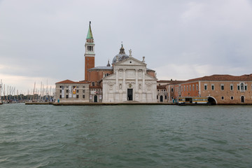 Fototapeta na wymiar Cathedral of San Giorgio Maggiore in Venice on the island of San Giorgio Maggiore