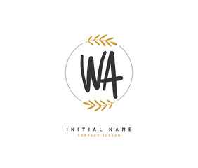 W A WA Beauty vector initial logo, handwriting logo of initial signature, wedding, fashion, jewerly, boutique, floral and botanical with creative template for any company or business.