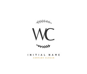 W C WC Beauty vector initial logo, handwriting logo of initial signature, wedding, fashion, jewerly, boutique, floral and botanical with creative template for any company or business.