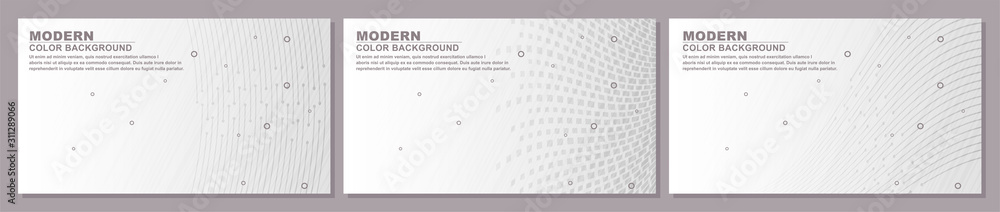Wall mural set of abstract background with gray and white color.